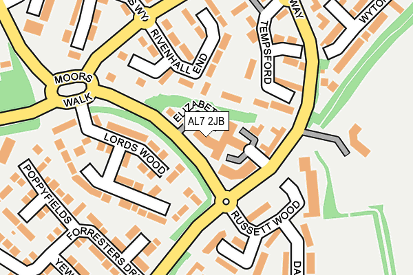 AL7 2JB map - OS OpenMap – Local (Ordnance Survey)