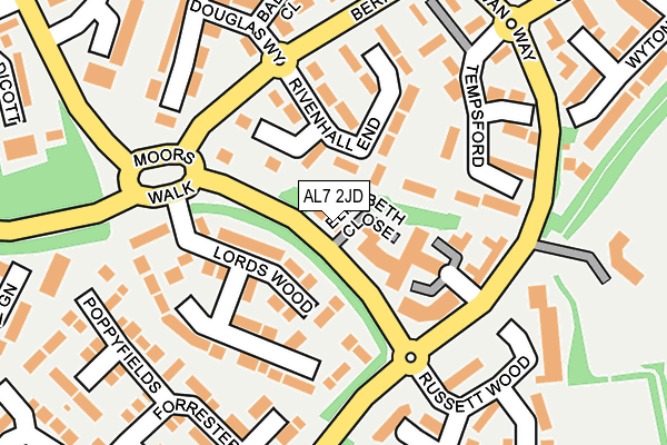 AL7 2JD map - OS OpenMap – Local (Ordnance Survey)