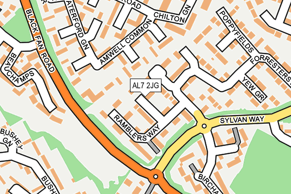 AL7 2JG map - OS OpenMap – Local (Ordnance Survey)