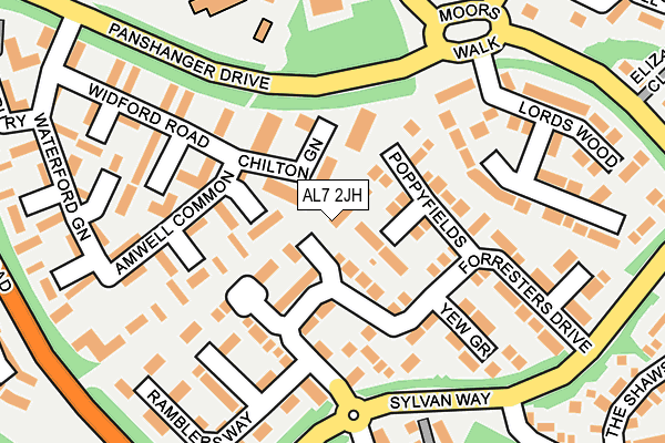 AL7 2JH map - OS OpenMap – Local (Ordnance Survey)