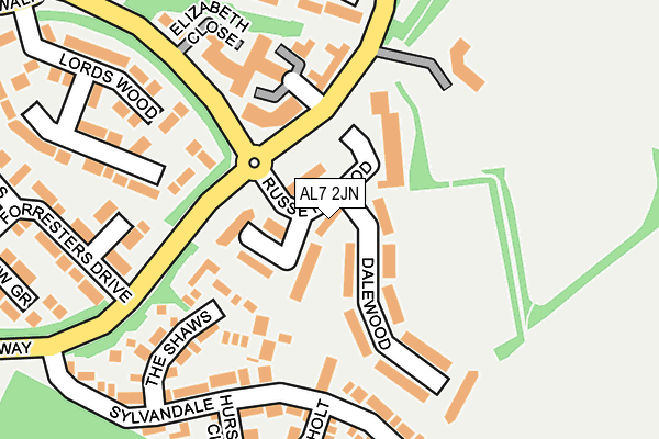 AL7 2JN map - OS OpenMap – Local (Ordnance Survey)