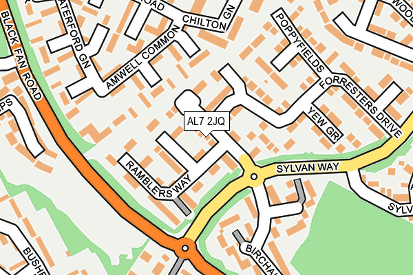 AL7 2JQ map - OS OpenMap – Local (Ordnance Survey)