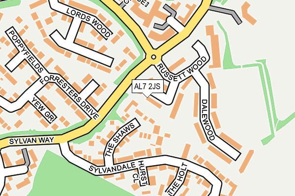 AL7 2JS map - OS OpenMap – Local (Ordnance Survey)