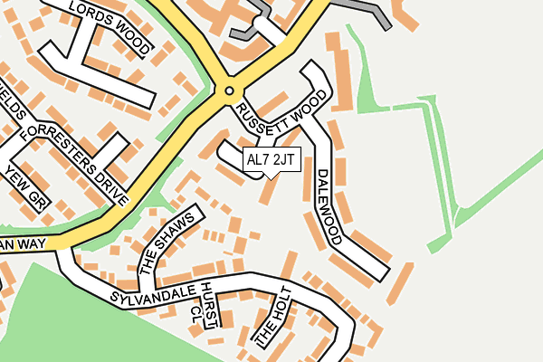 AL7 2JT map - OS OpenMap – Local (Ordnance Survey)