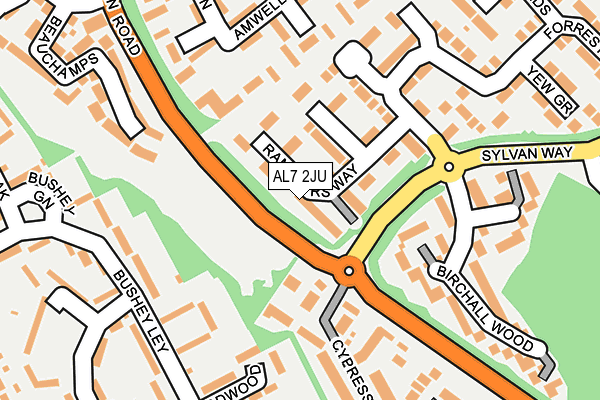 AL7 2JU map - OS OpenMap – Local (Ordnance Survey)