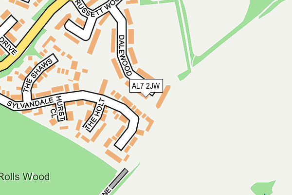 AL7 2JW map - OS OpenMap – Local (Ordnance Survey)