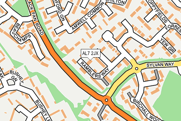 AL7 2JX map - OS OpenMap – Local (Ordnance Survey)