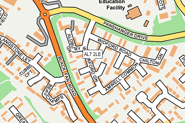 AL7 2LE map - OS OpenMap – Local (Ordnance Survey)