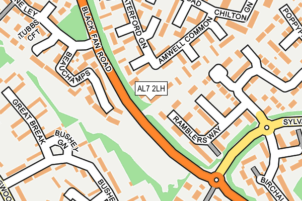 AL7 2LH map - OS OpenMap – Local (Ordnance Survey)