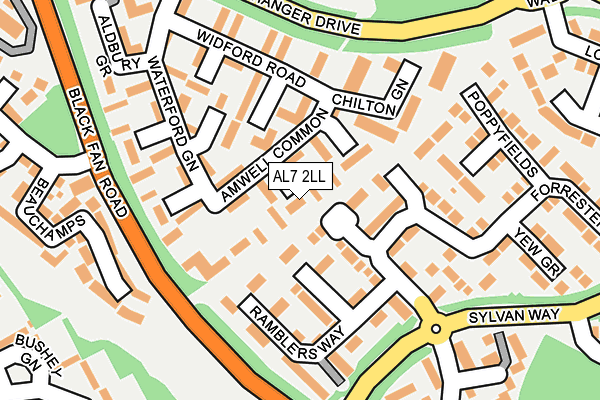 AL7 2LL map - OS OpenMap – Local (Ordnance Survey)