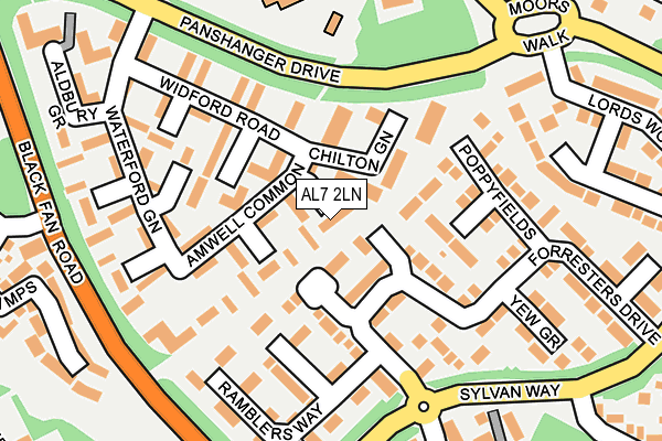 AL7 2LN map - OS OpenMap – Local (Ordnance Survey)