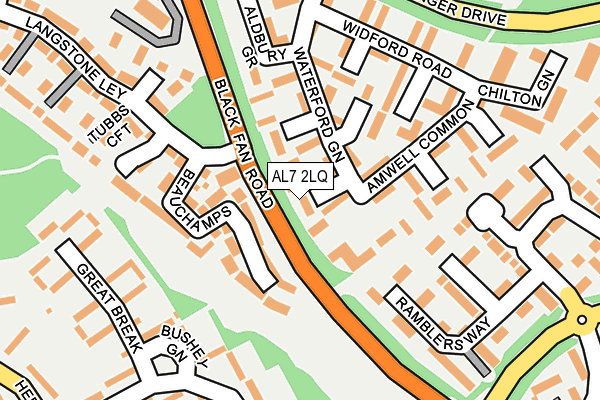 AL7 2LQ map - OS OpenMap – Local (Ordnance Survey)