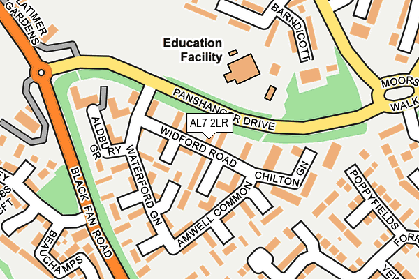 AL7 2LR map - OS OpenMap – Local (Ordnance Survey)