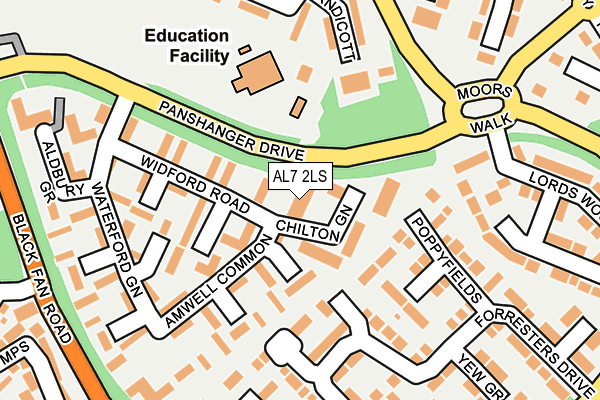 AL7 2LS map - OS OpenMap – Local (Ordnance Survey)