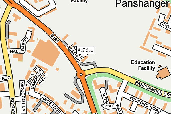 AL7 2LU map - OS OpenMap – Local (Ordnance Survey)