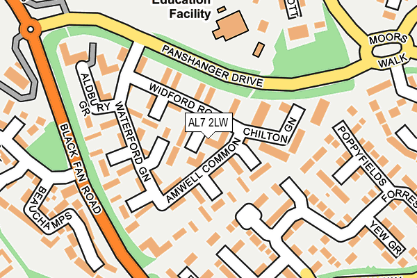 AL7 2LW map - OS OpenMap – Local (Ordnance Survey)