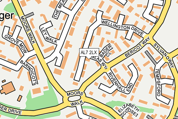 AL7 2LX map - OS OpenMap – Local (Ordnance Survey)