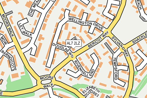 AL7 2LZ map - OS OpenMap – Local (Ordnance Survey)