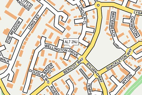 AL7 2NJ map - OS OpenMap – Local (Ordnance Survey)