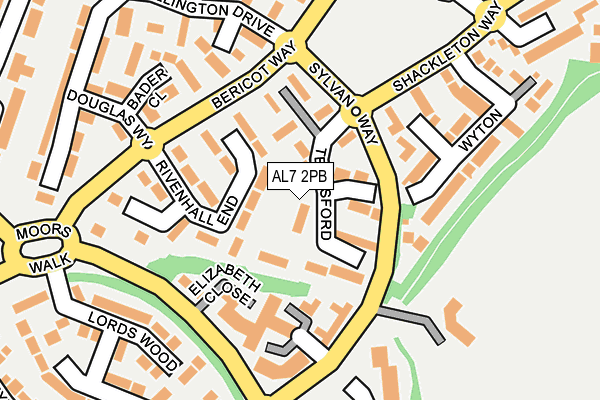 AL7 2PB map - OS OpenMap – Local (Ordnance Survey)