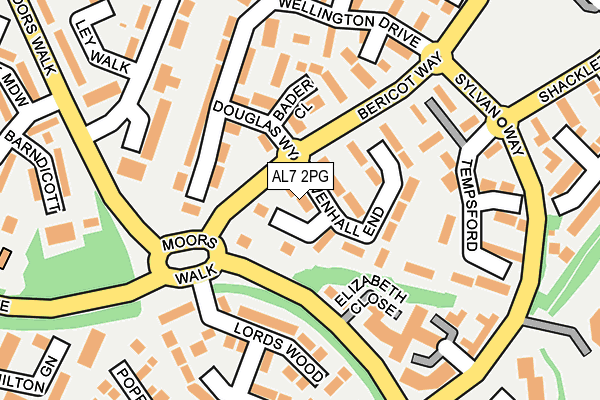 AL7 2PG map - OS OpenMap – Local (Ordnance Survey)