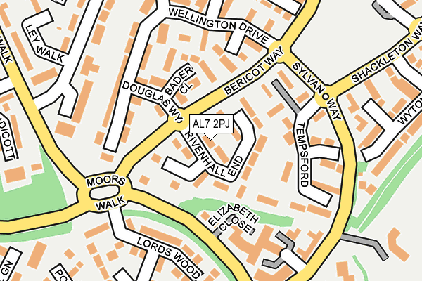 AL7 2PJ map - OS OpenMap – Local (Ordnance Survey)