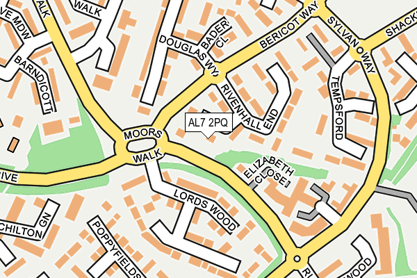 AL7 2PQ map - OS OpenMap – Local (Ordnance Survey)