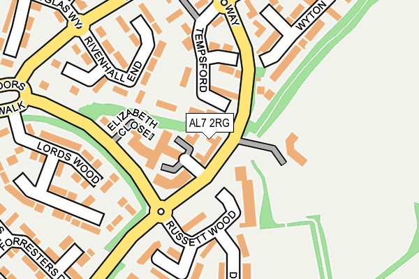 AL7 2RG map - OS OpenMap – Local (Ordnance Survey)