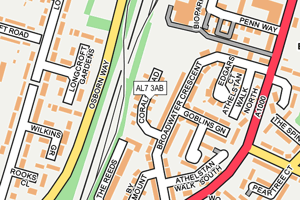 AL7 3AB map - OS OpenMap – Local (Ordnance Survey)
