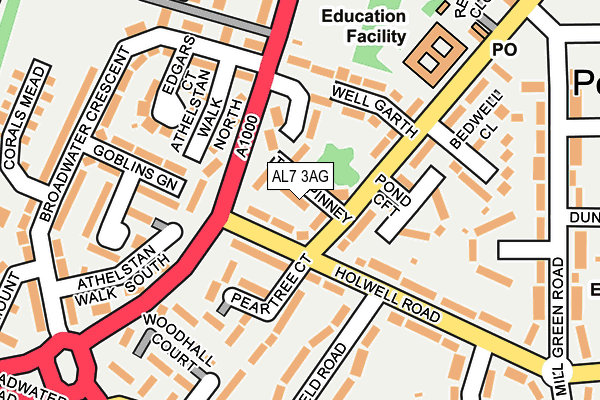 AL7 3AG map - OS OpenMap – Local (Ordnance Survey)