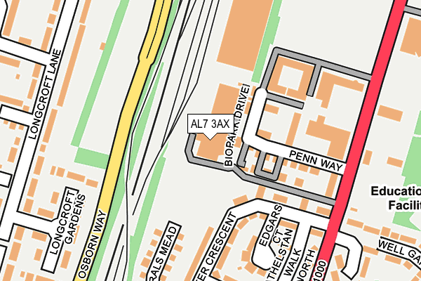 AL7 3AX map - OS OpenMap – Local (Ordnance Survey)