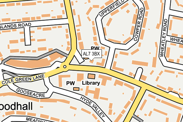 AL7 3BX map - OS OpenMap – Local (Ordnance Survey)