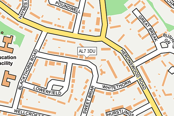AL7 3DU map - OS OpenMap – Local (Ordnance Survey)