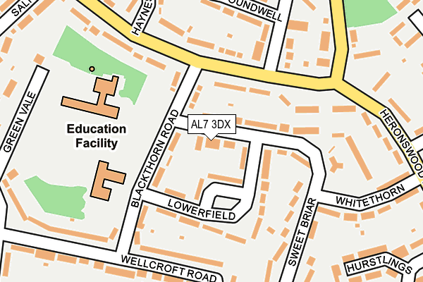 AL7 3DX map - OS OpenMap – Local (Ordnance Survey)