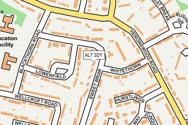 AL7 3DY map - OS OpenMap – Local (Ordnance Survey)