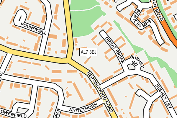 AL7 3EJ map - OS OpenMap – Local (Ordnance Survey)