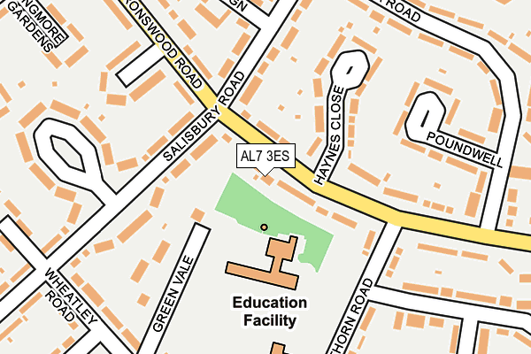 AL7 3ES map - OS OpenMap – Local (Ordnance Survey)