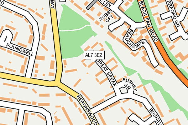 AL7 3EZ map - OS OpenMap – Local (Ordnance Survey)