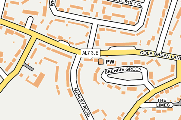 AL7 3JE map - OS OpenMap – Local (Ordnance Survey)