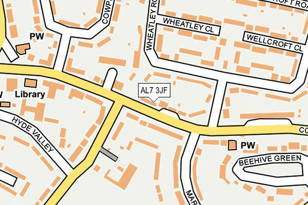 AL7 3JF map - OS OpenMap – Local (Ordnance Survey)