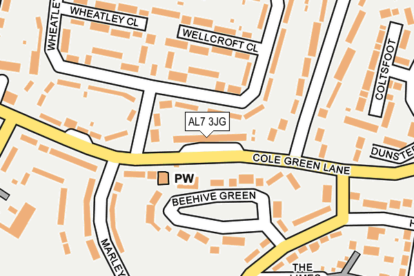 AL7 3JG map - OS OpenMap – Local (Ordnance Survey)