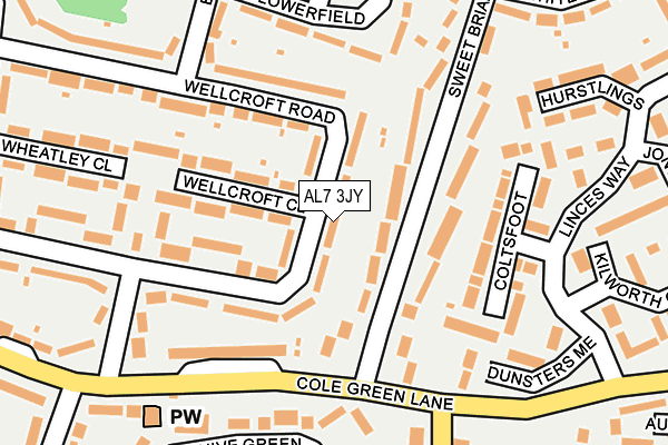 AL7 3JY map - OS OpenMap – Local (Ordnance Survey)