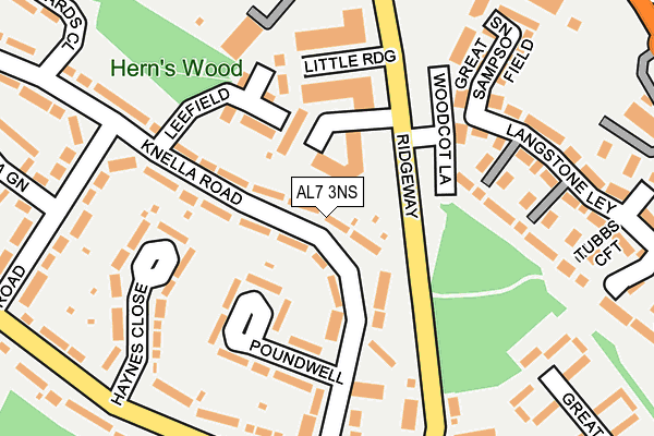 AL7 3NS map - OS OpenMap – Local (Ordnance Survey)