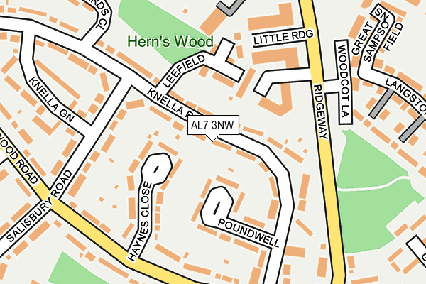 AL7 3NW map - OS OpenMap – Local (Ordnance Survey)
