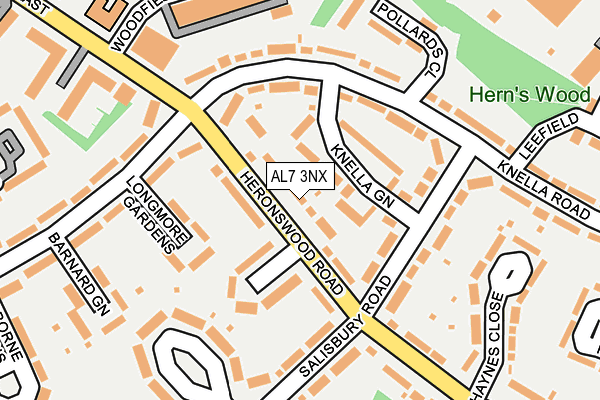 AL7 3NX map - OS OpenMap – Local (Ordnance Survey)