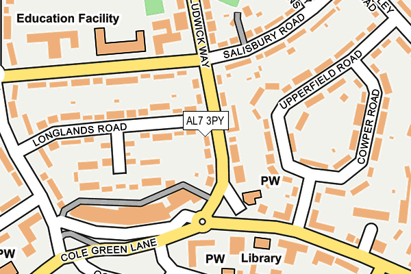 AL7 3PY map - OS OpenMap – Local (Ordnance Survey)