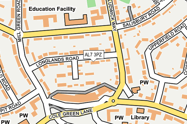 AL7 3PZ map - OS OpenMap – Local (Ordnance Survey)