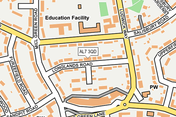 AL7 3QD map - OS OpenMap – Local (Ordnance Survey)