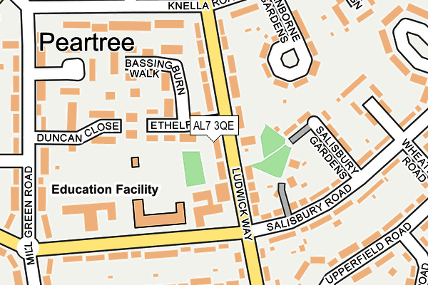 AL7 3QE map - OS OpenMap – Local (Ordnance Survey)