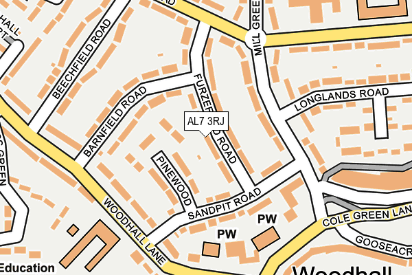 AL7 3RJ map - OS OpenMap – Local (Ordnance Survey)